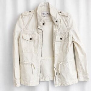 Woman’s J.Crew Mercantile women's white denim utility jacket. Size Small